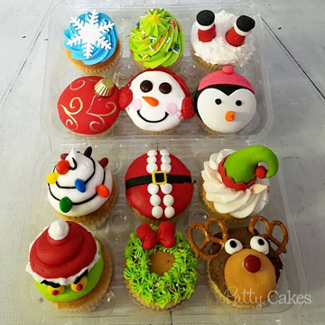 Decorated Cupcakes, Christmas Variety Cupcakes 1004