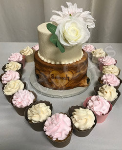 Rustic Wedding cake and cupcakes from Patty Cakes